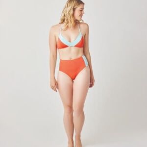 🏄🏼‍♀️ Carve Designs ERIN Orange and Aqua High-Waisted Bikini Bottoms. 🌊